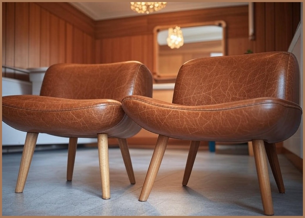 레트로 라운지 스툴 보들보들한 인테리어 스툴 욕실 스툴 소파 스툴, 2개, 브라운