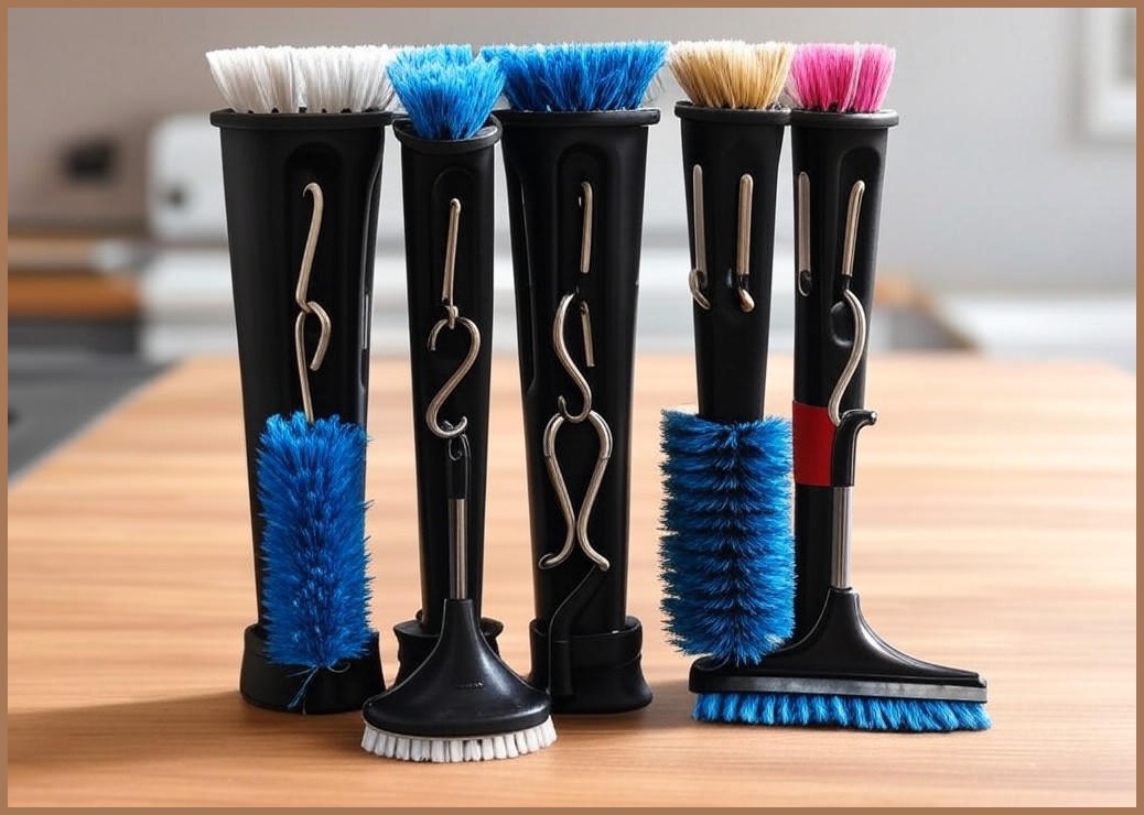 코멧 홈 압축봉 청소솔 5종 세트 (압축봉 고정홀더 2p+S고리 3p+틈새솔+ 바닥 청소솔+미니 스퀴지) - 이미지 1